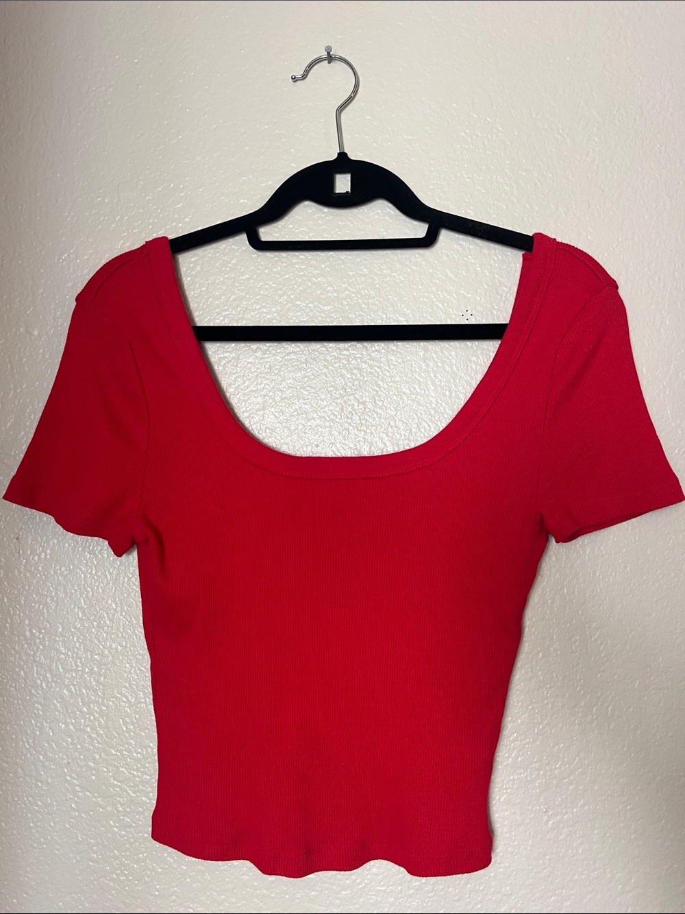 Universal Thread Red Scoop Neck Ribbed Crop Top